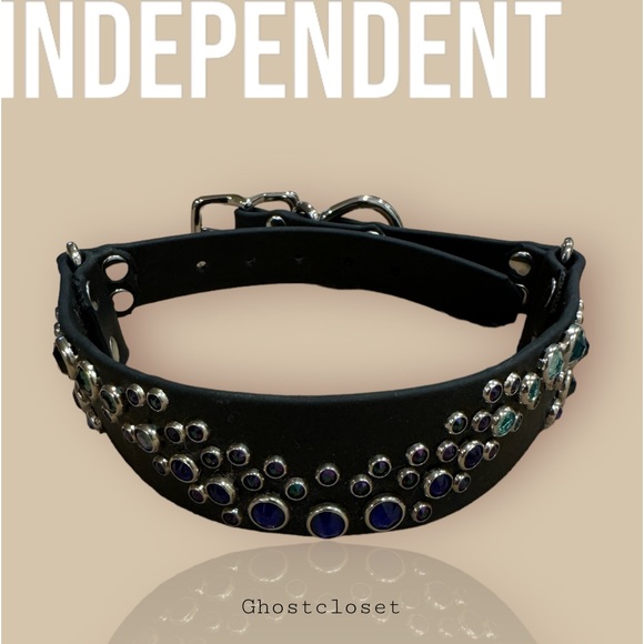 Other - NWOT leather and crystal studded dog collar with small flaw